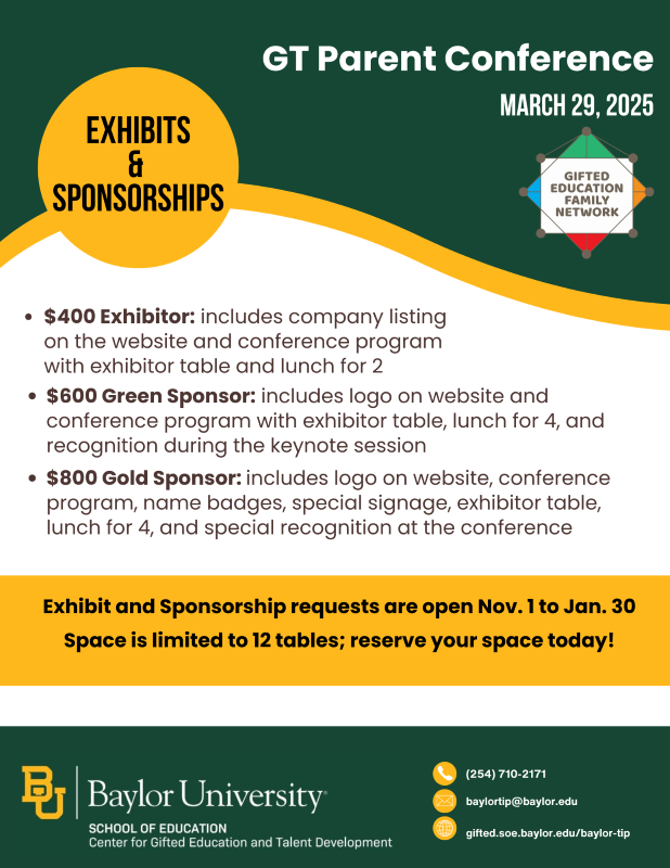 $400 Exhibitor- GT Parent Conf